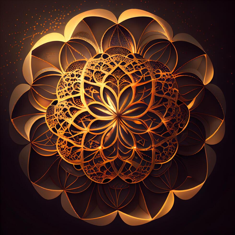 Abstract floral mandala on dark background. illustration for your design, Image photo