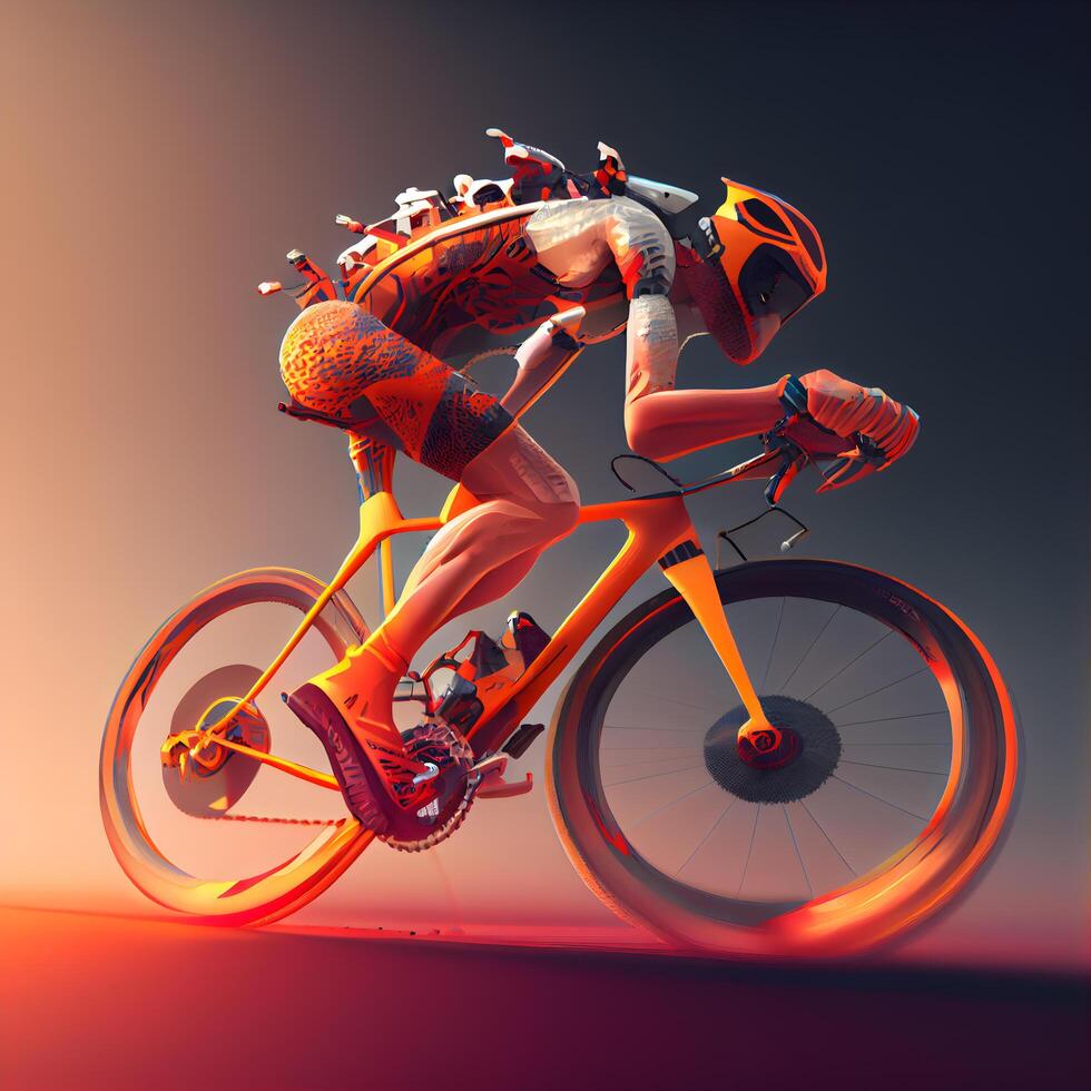 ciclista en acción. deporte concepto. 3d ilustración., ai generativo imagen foto