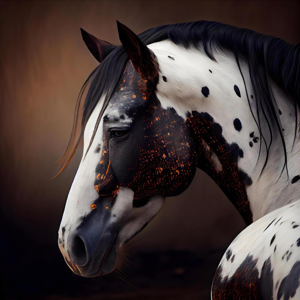 Beautiful Paint Horses Wallpaper Portrait Of A Beautiful Horse With A Red Spot On His Face Ai Generative Image Free Photo