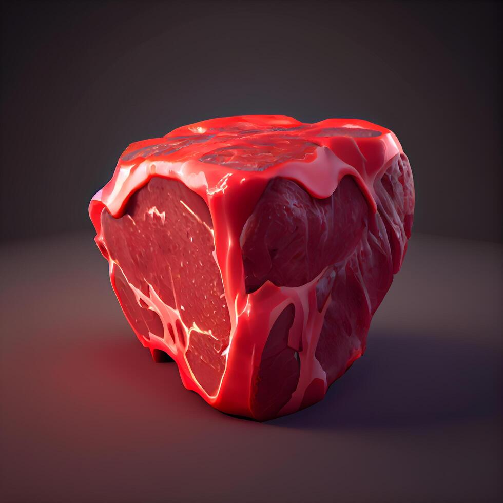 Raw meat with spices and herbs on a dark background. 3d rendering, Image photo