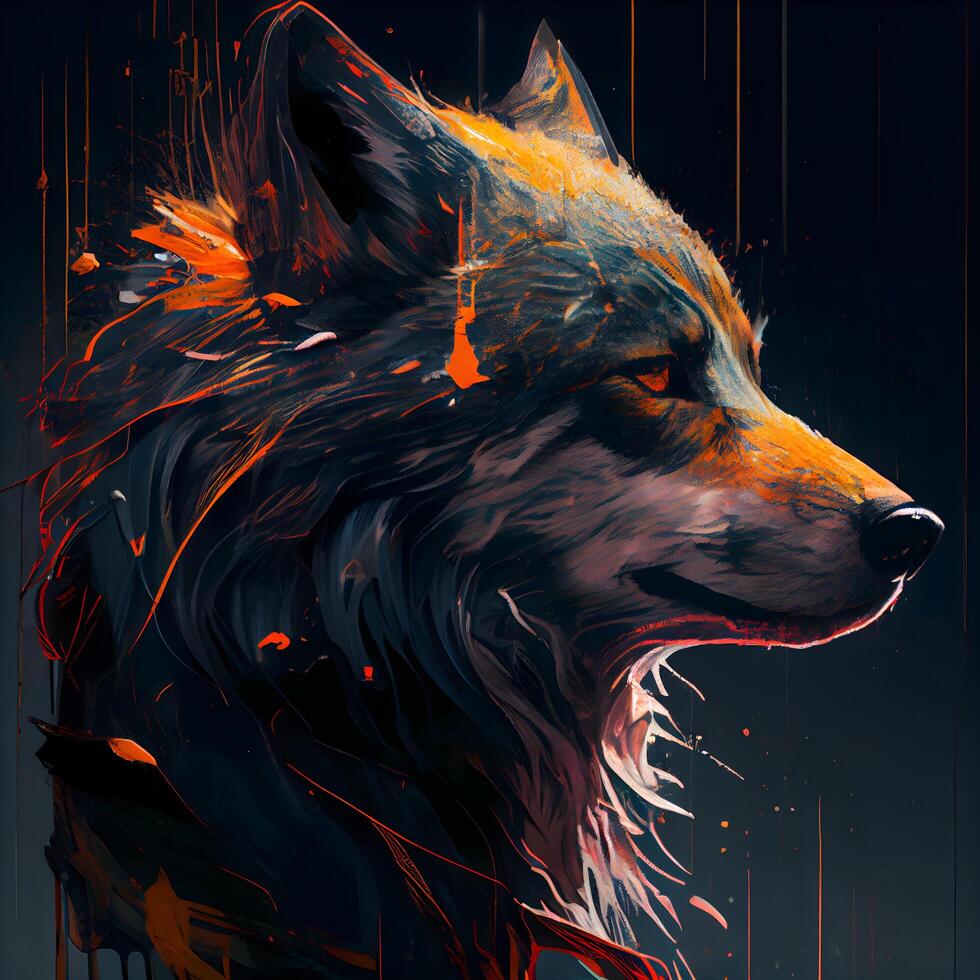 Illustration of a wolf in an abstract style. illustration., Image photo