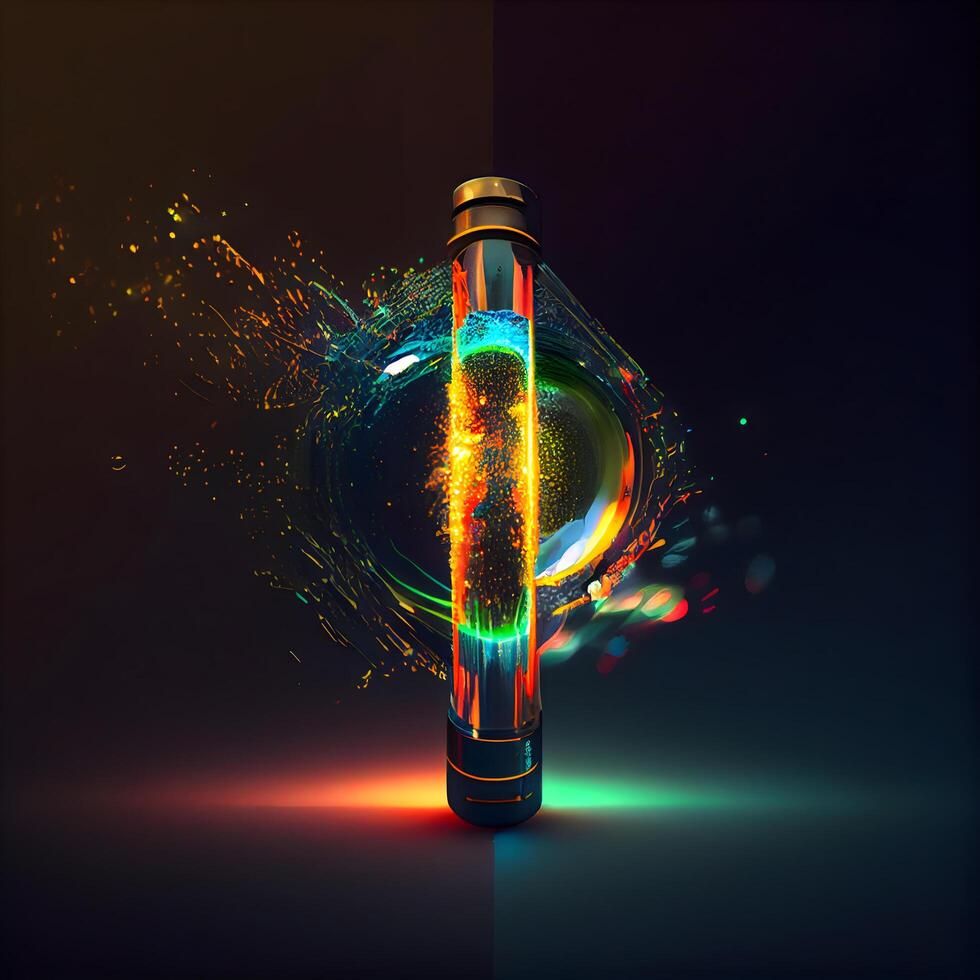 Vape e-cigarette on dark background with colorful lights. illustration., Image photo