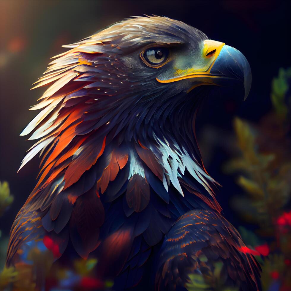 Eagle in the wild. Digital painting. 3D illustration., Image photo