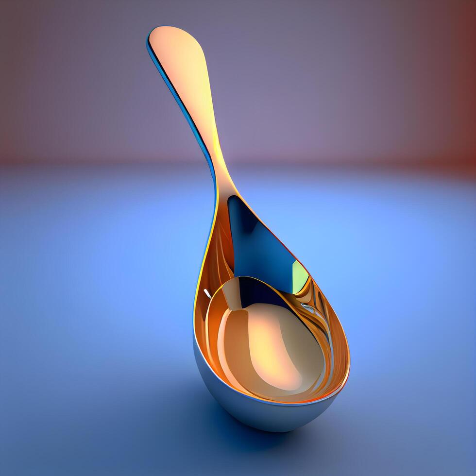 Spoon with shadow on a brown background. 3D illustration., Image photo