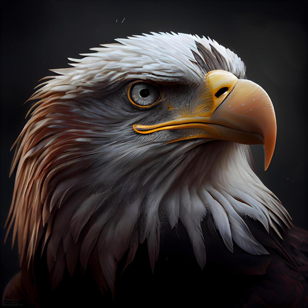 Bald Eagle on a black background. 3d rendering. Computer digital drawing., Image photo