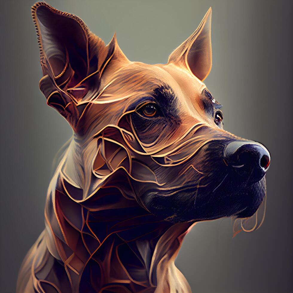 Digital 3D Illustration of a dog's head with abstract pattern, Image photo