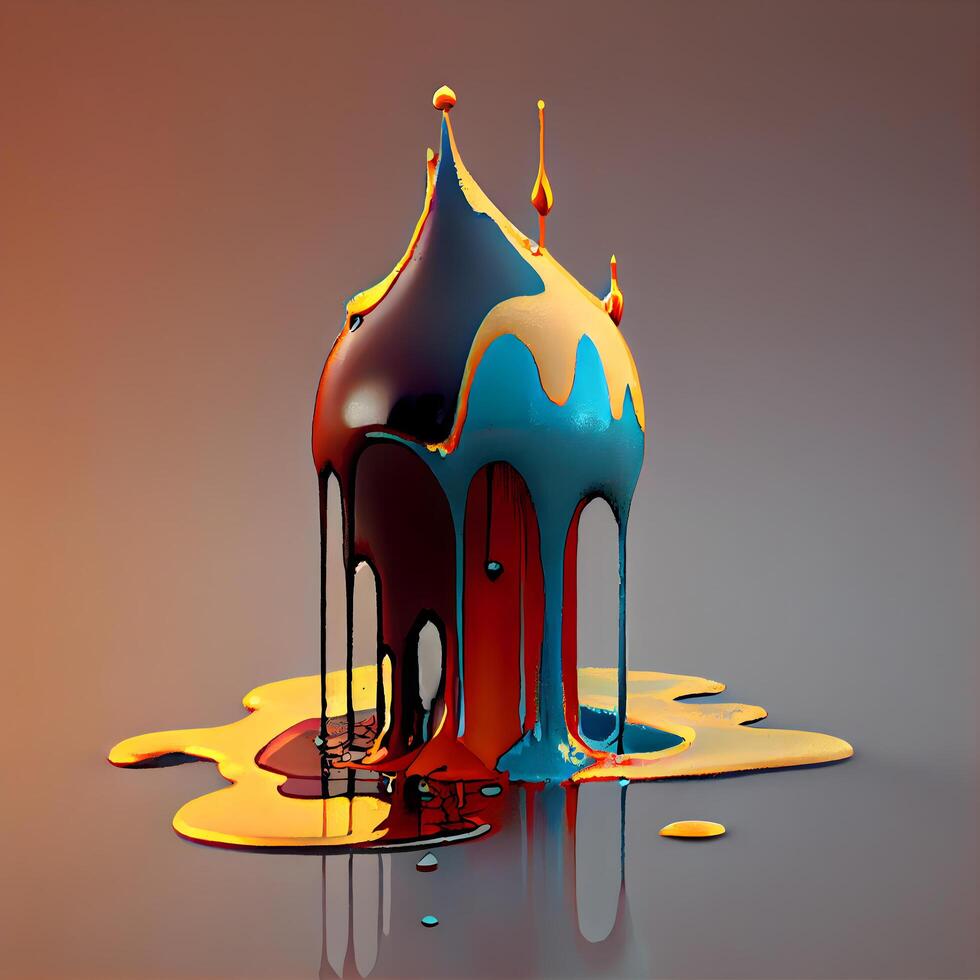 Colorful paint dripping on a dark background. 3d rendering., Image photo