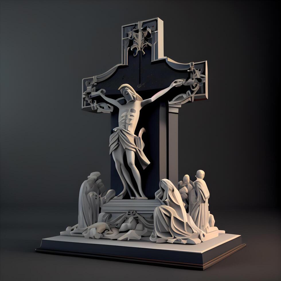 The Crucifixion of Jesus Christ. 3D render., Image photo