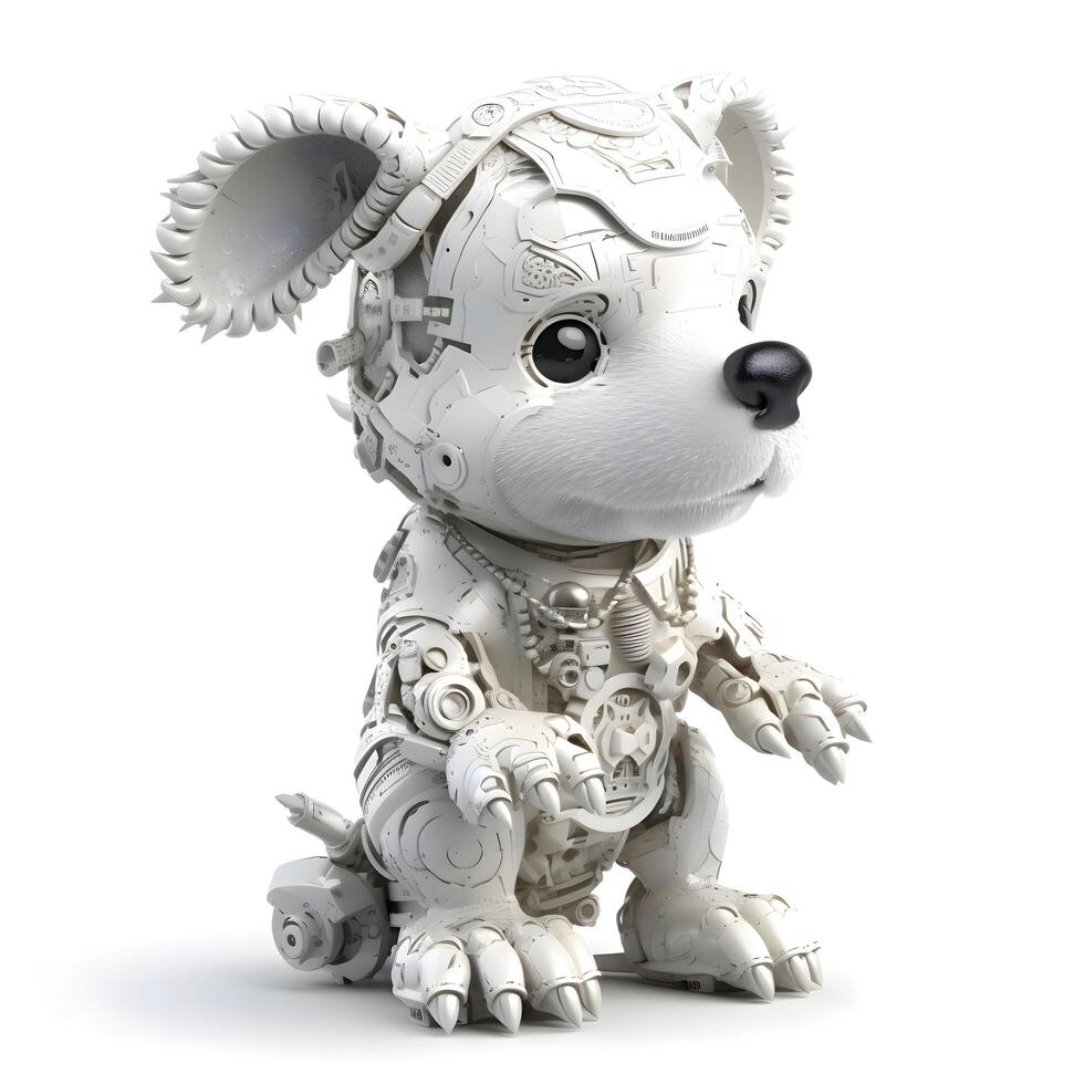 3D rendering of a cute cartoon dog with flowers in the background, Image photo