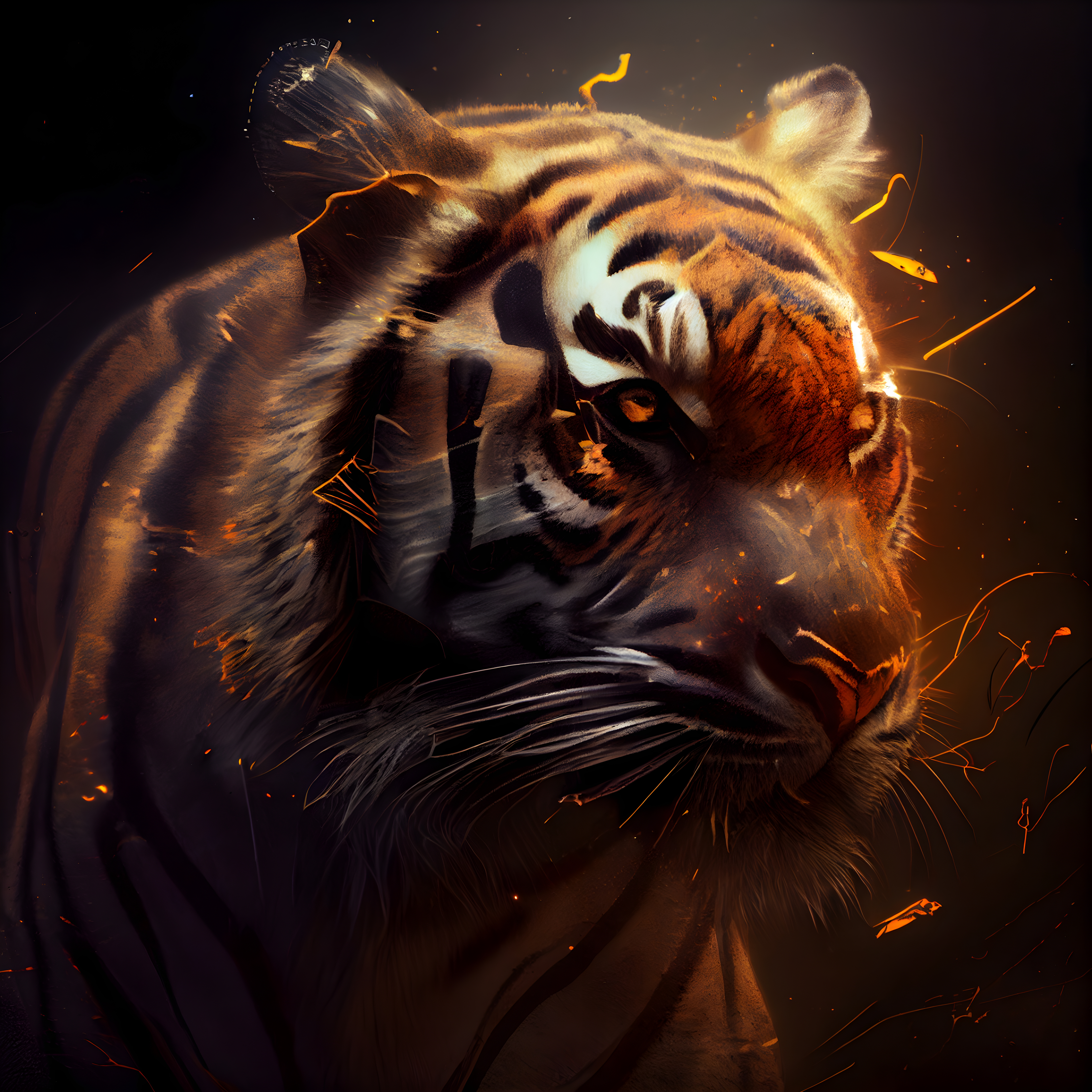 TIGER DARK WALLPAPER | Wild animal wallpaper, Animal wallpaper, Tiger  artwork
