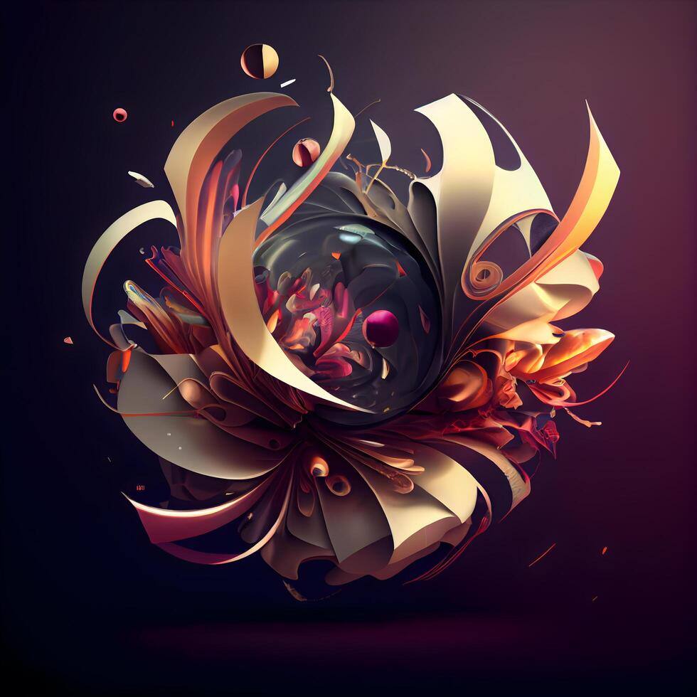 3d abstract fractal flower, digital artwork for creative graphic design, Image photo