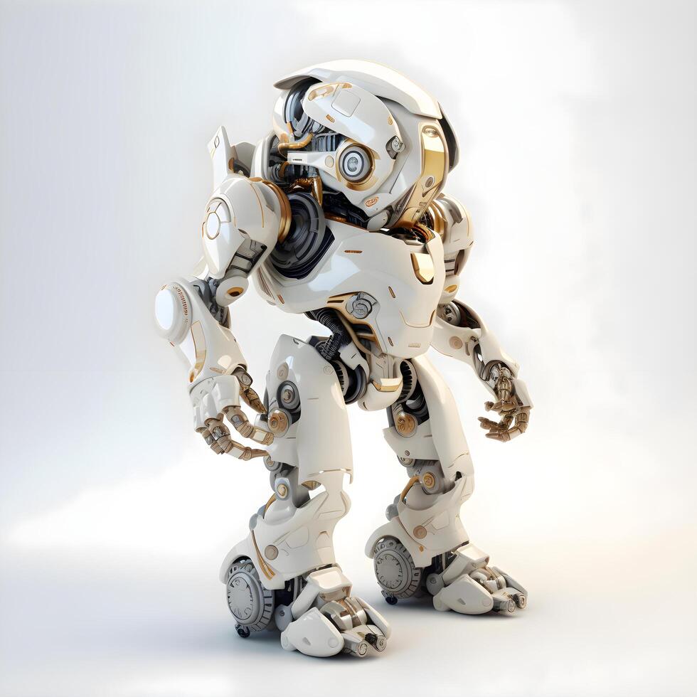 3d rendering of a robot on a white background with clipping path, Image photo