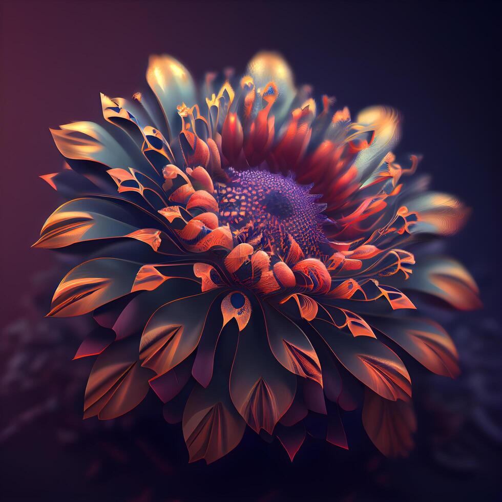 3d resumen fractal ilustración para creativo diseño mira me gusta un flor, ai generativo imagen foto