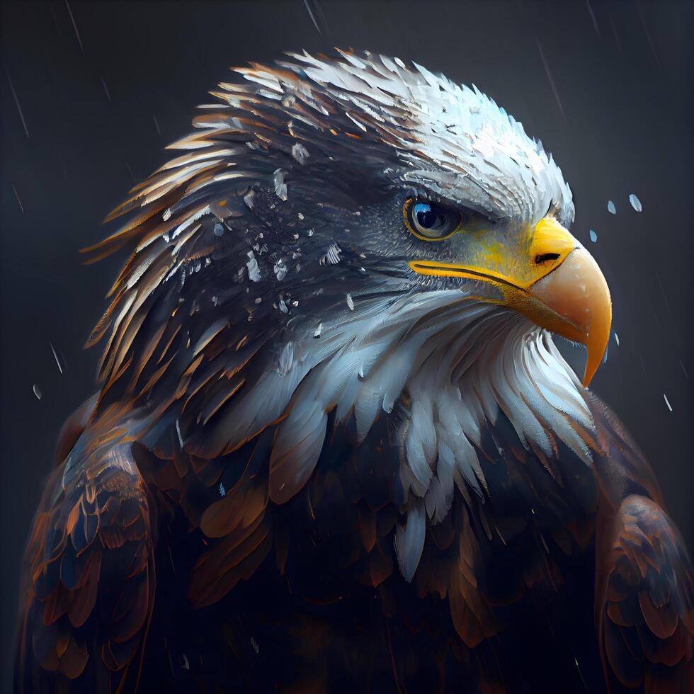 eagle in the rain on a dark background. 3d rendering, Image photo