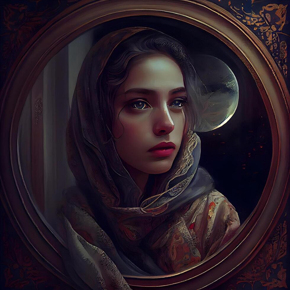 Portrait of a beautiful girl in a vintage interior. Vintage style., Image photo