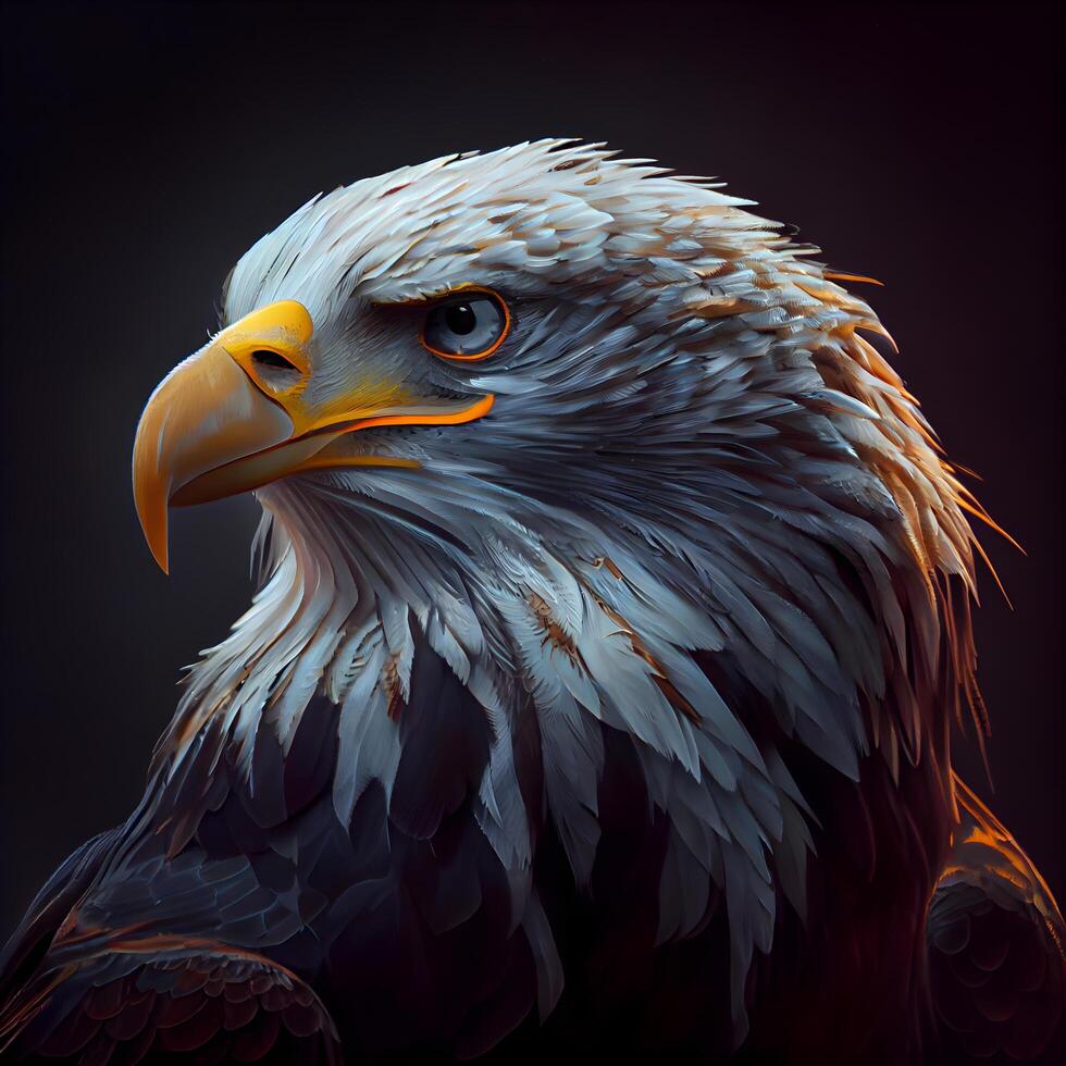 Bald Eagle on a dark background. 3d rendering. Computer digital drawing., Image photo