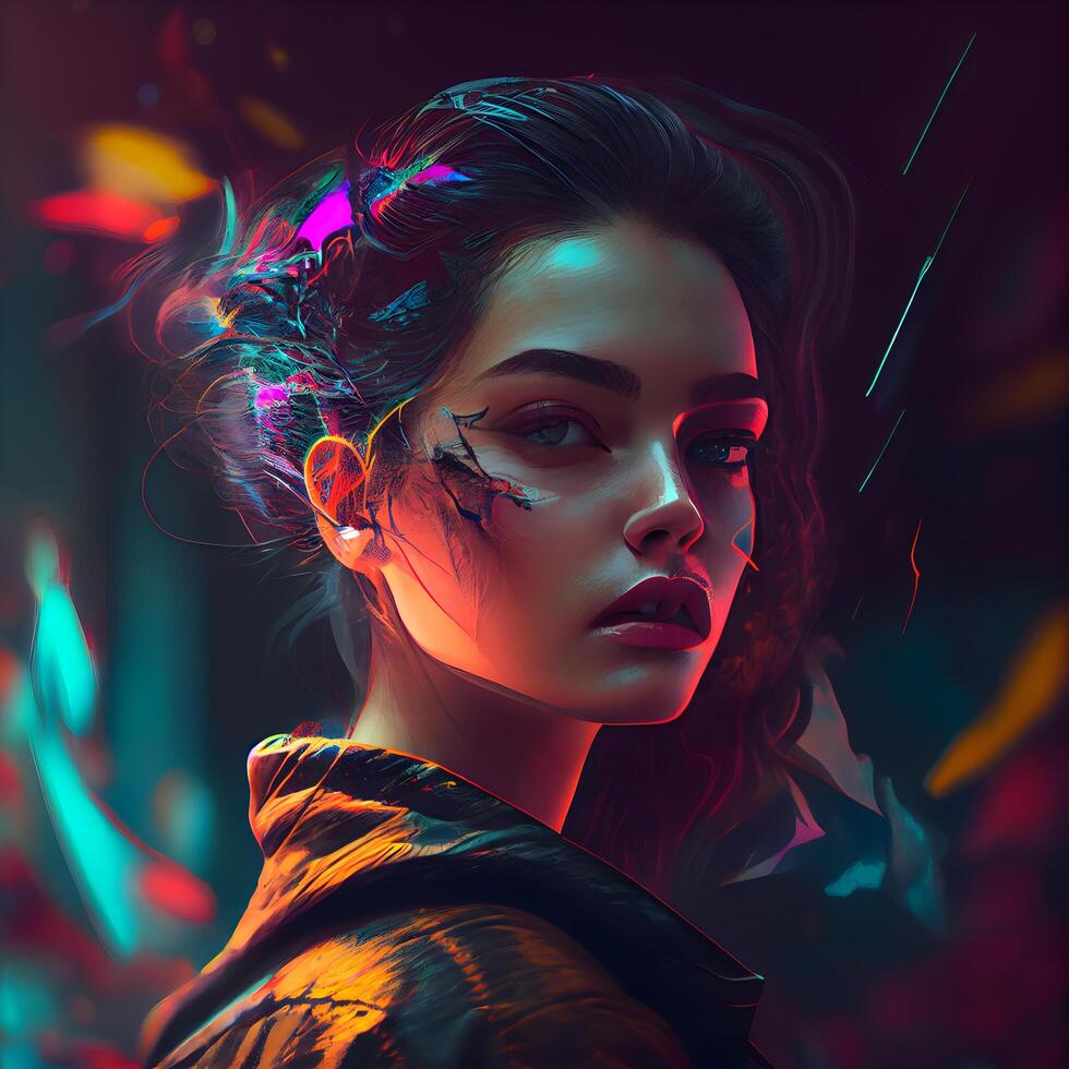 Portrait of a beautiful young woman with creative make up. Beauty, fashion., Image photo