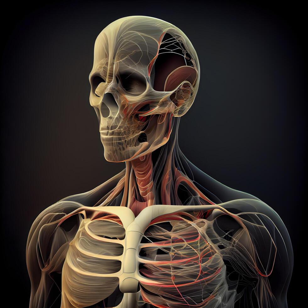 Human skeleton anatomy, medical concept. 3D illustration, 3D rendering, Image photo