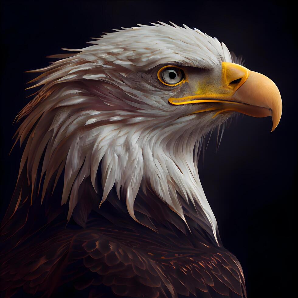 Bald Eagle on a black background. 3d rendering, 3d illustration., Image photo