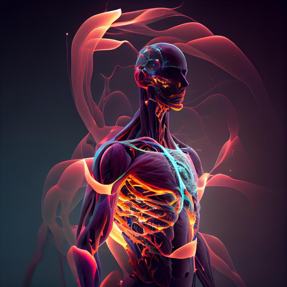 humano cuerpo órganos anatomía para médico concepto 3d ilustración, ai generativo imagen foto