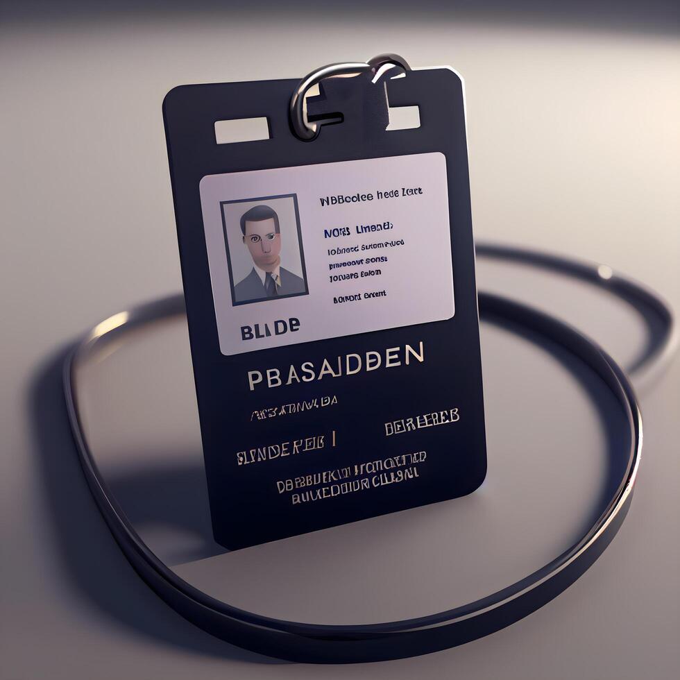 Black id card with a stethoscope. 3D rendering., Image photo