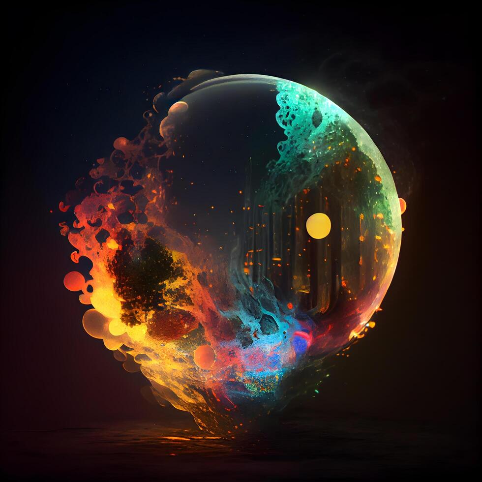 Abstract colorful sphere on dark background. Futuristic technology style. illustration., Image photo