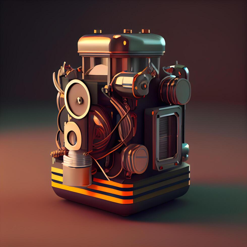 3d rendering of an old camera on a dark brown background., Image photo