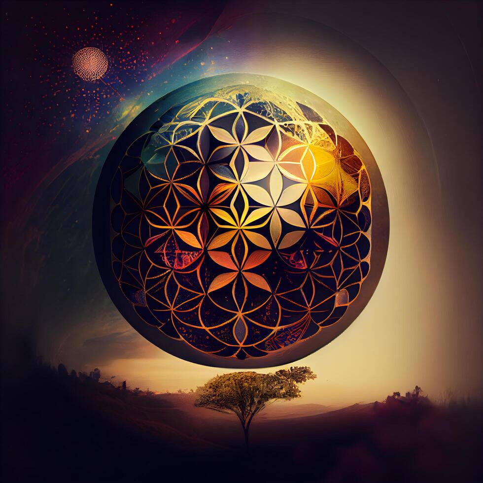 Abstract background with planet Earth and tree. Elements of this image furnished by NASA, Image photo