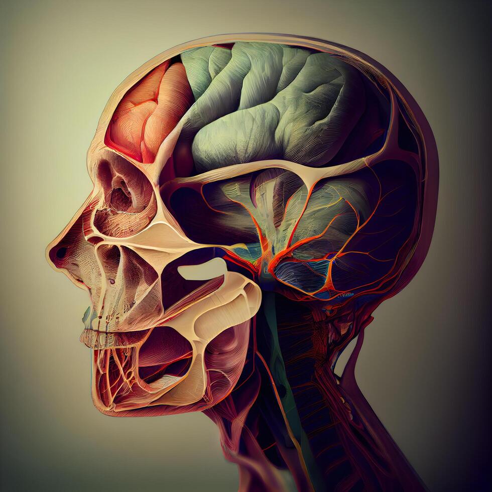 Human Brain Anatomy Filtered image processed vintage effect., Image photo