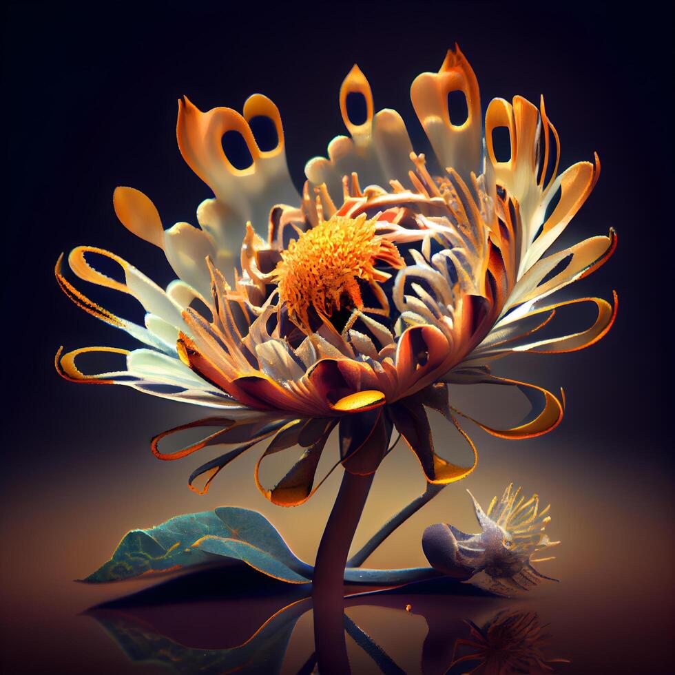 beautiful flower on a dark background. 3d rendering, 3d illustration, Image photo