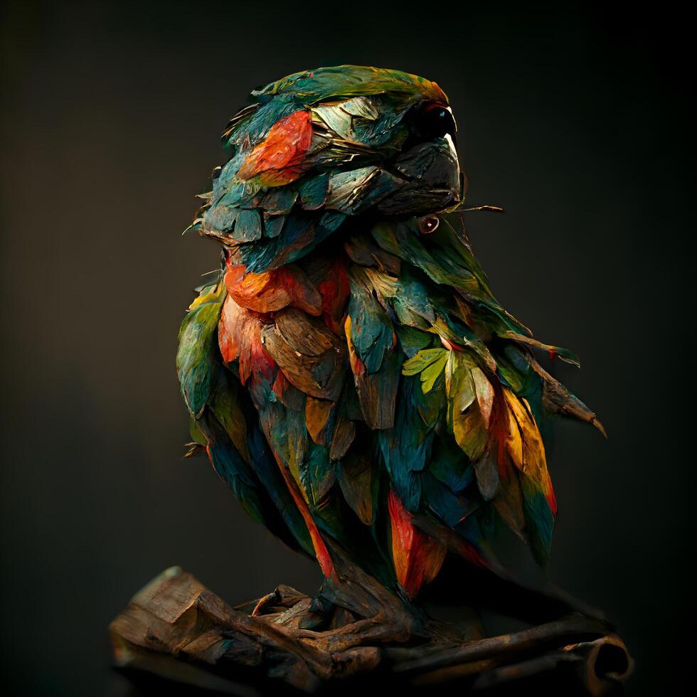 Colorful parrot on a black background. Portrait of a macaw, Image photo