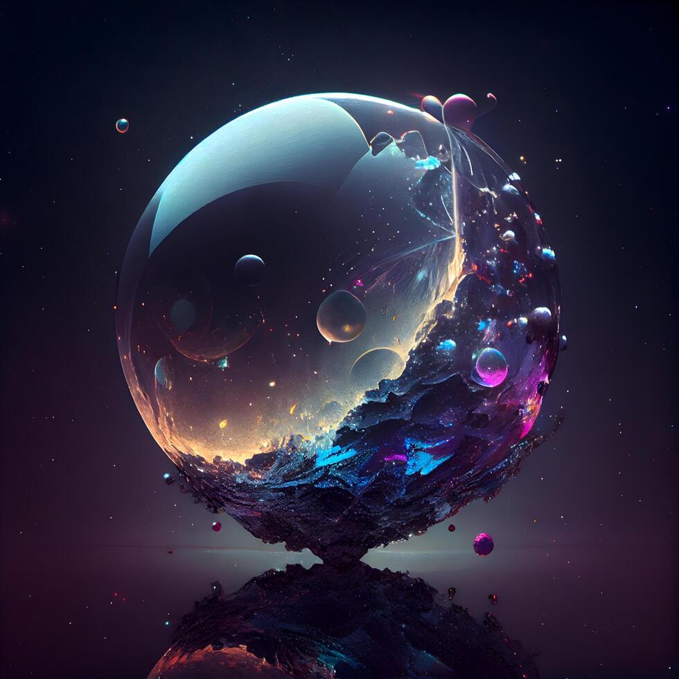 abstract background with a soap bubble. 3d rendering, 3d illustration., Image photo
