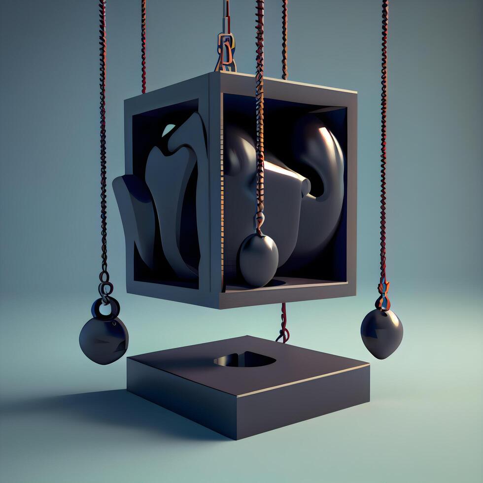 Symbols of law and justice. 3d render illustration., Image photo
