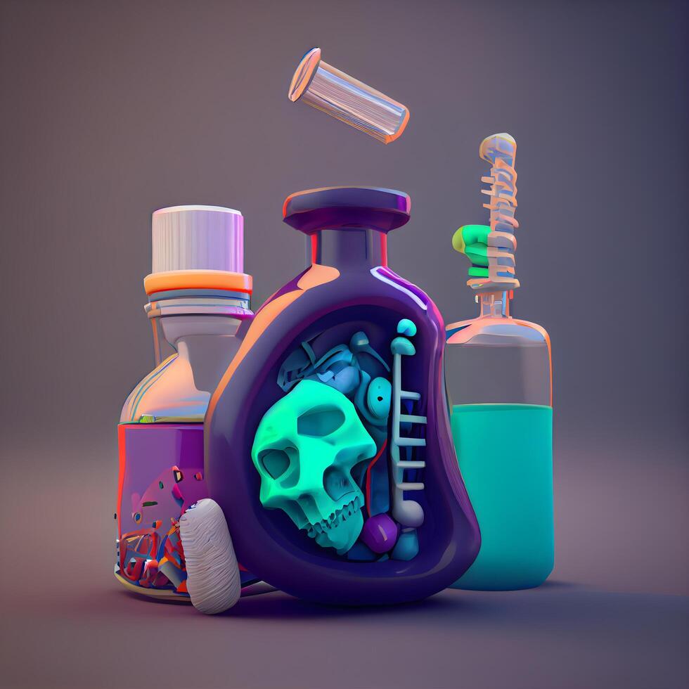 Alcoholic drink in a decanter. 3d illustration, Image photo