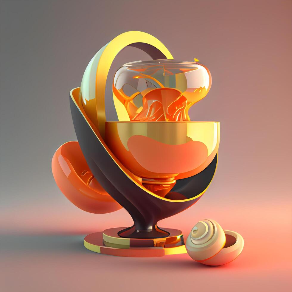 Coffee machine with fruits and berries. 3d illustration., Image photo