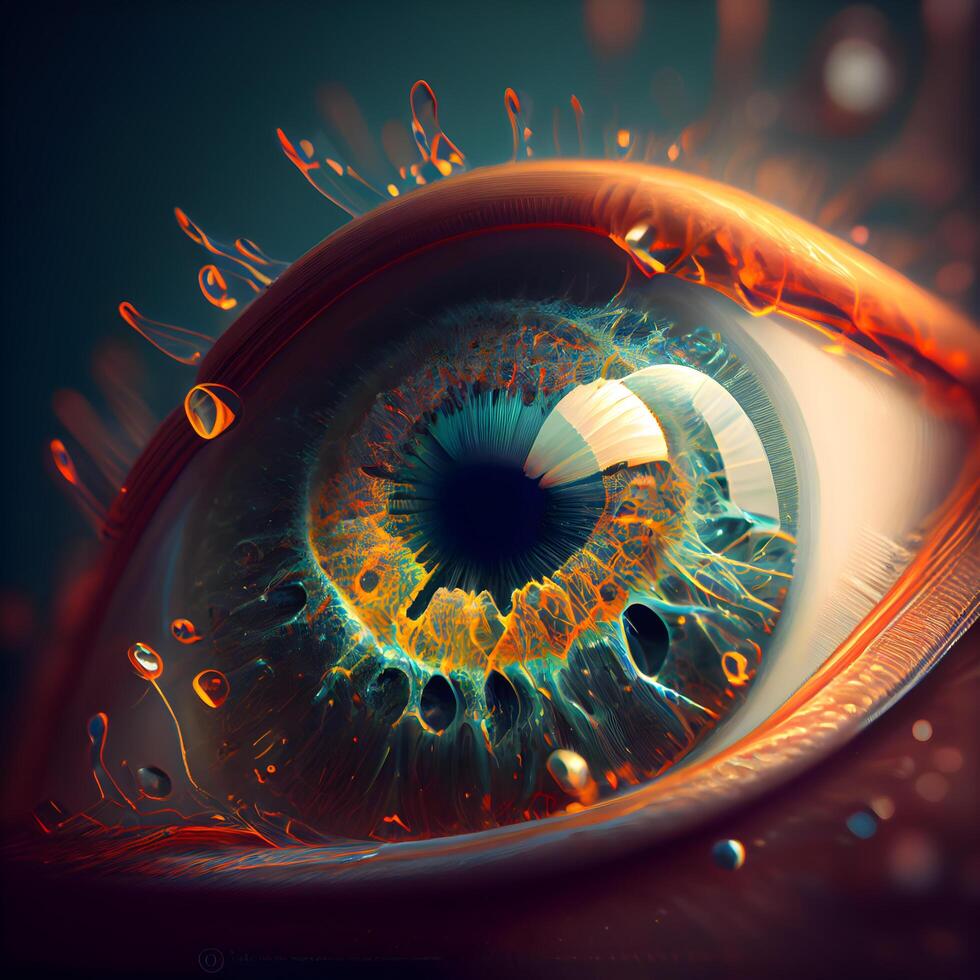 Eye. 3D surreal illustration. Sacred geometry. Mysterious psychedelic relaxation pattern. Fractal abstract texture. Digital artwork graphic astrology magic, Image photo