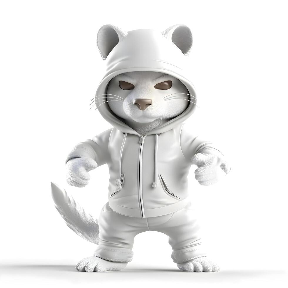 Cute cat in astronaut costume on white background. 3D illustration., Image photo
