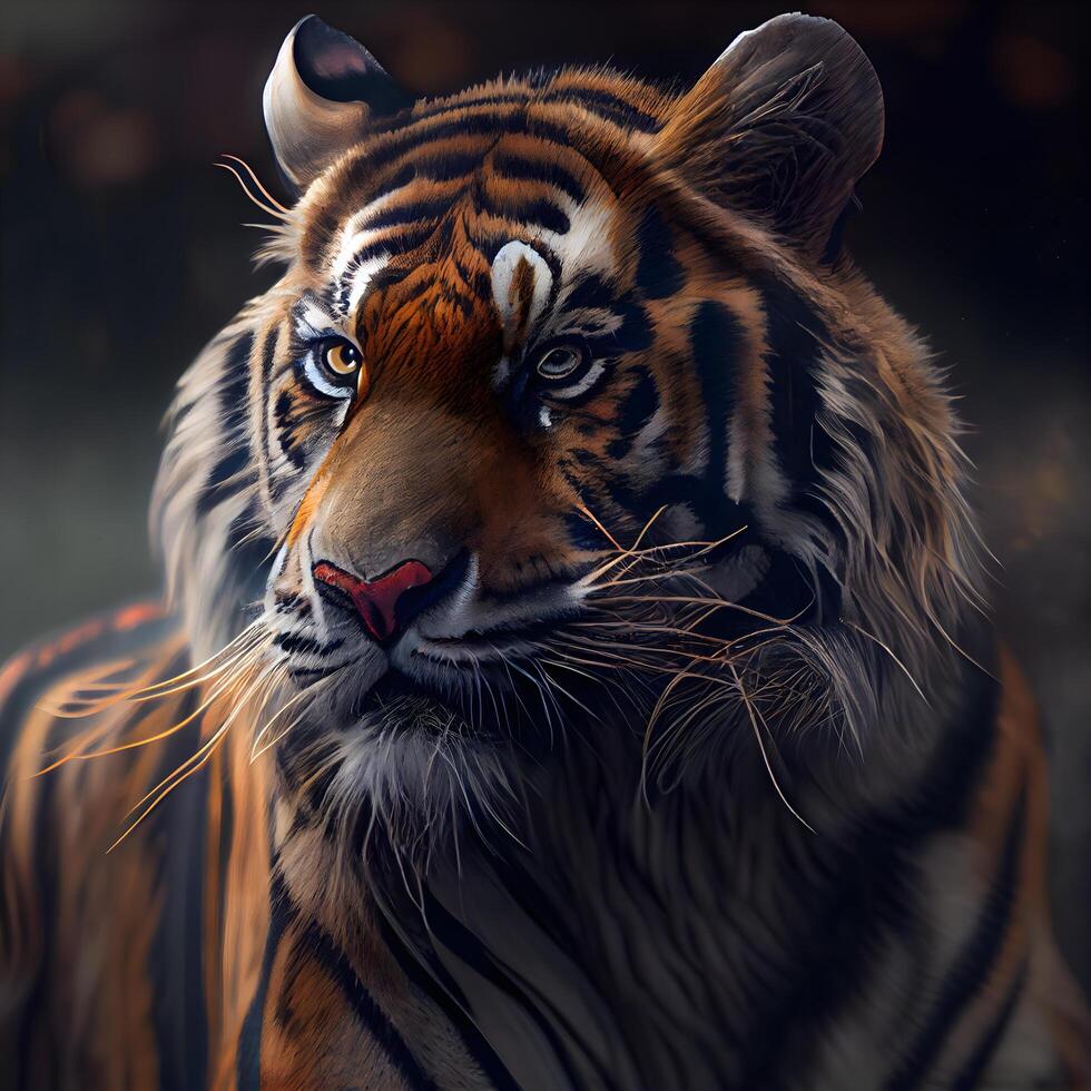 Portrait of tiger. Wildlife scene from nature. 3D rendering., Image photo