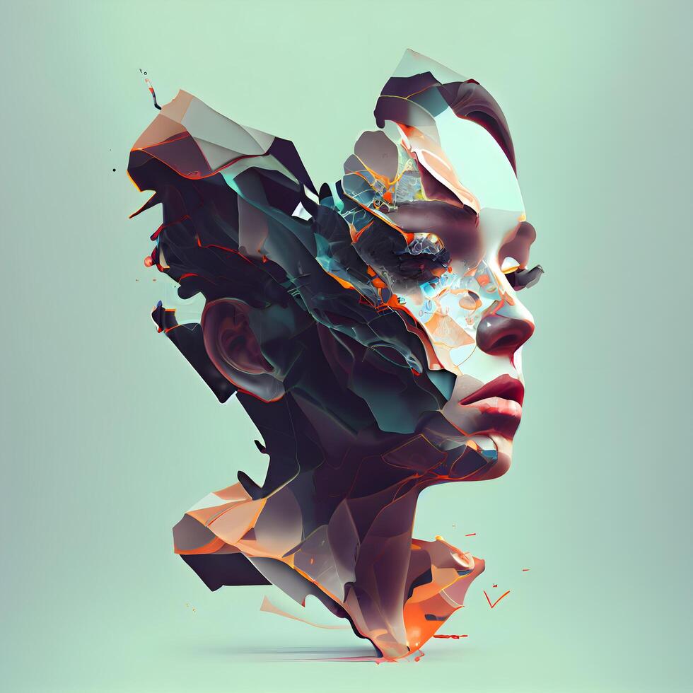 Fashion portrait of beautiful woman in low poly style. 3d rendering, Image photo