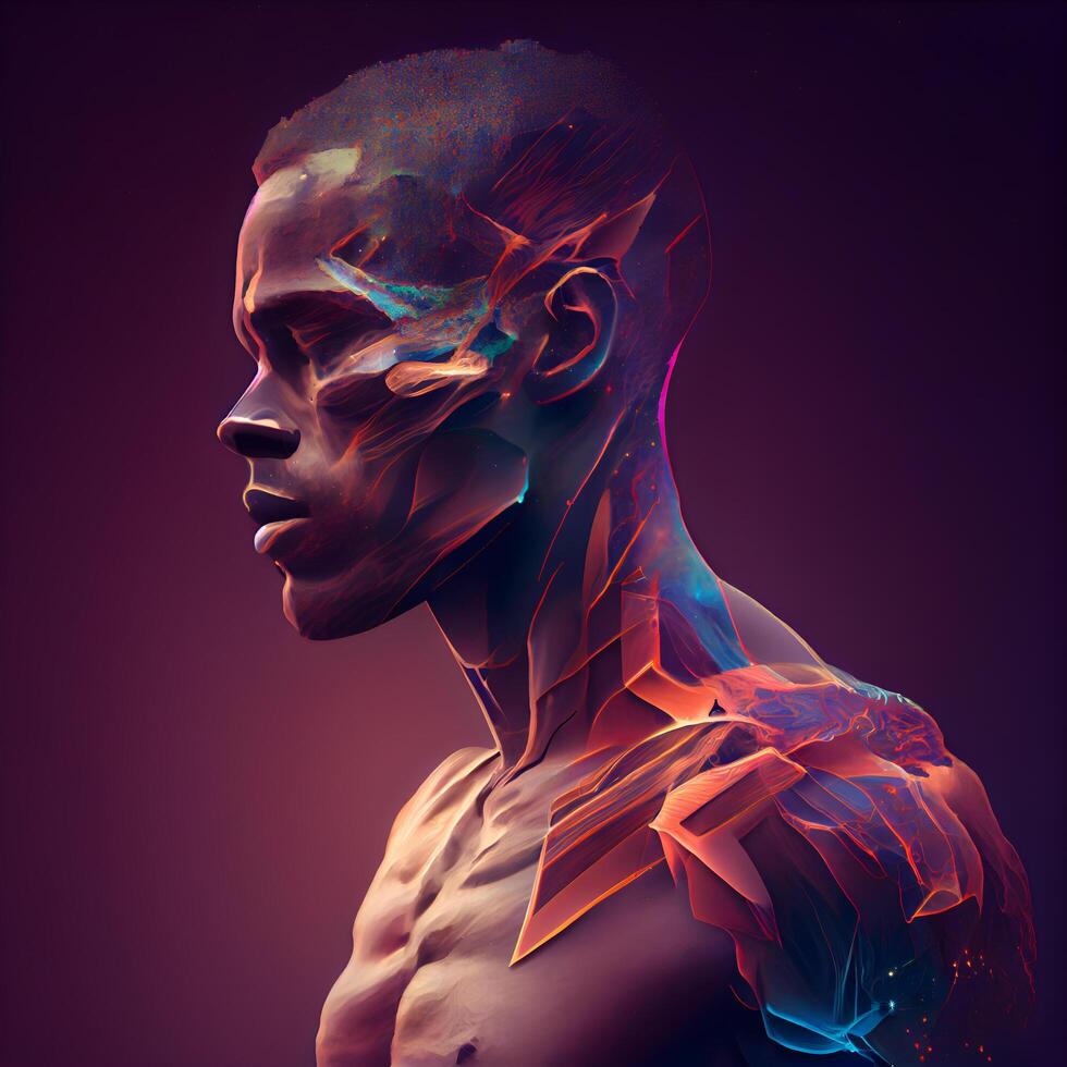 3D Illustration of a Male Body Model with Nude Skin, Image photo