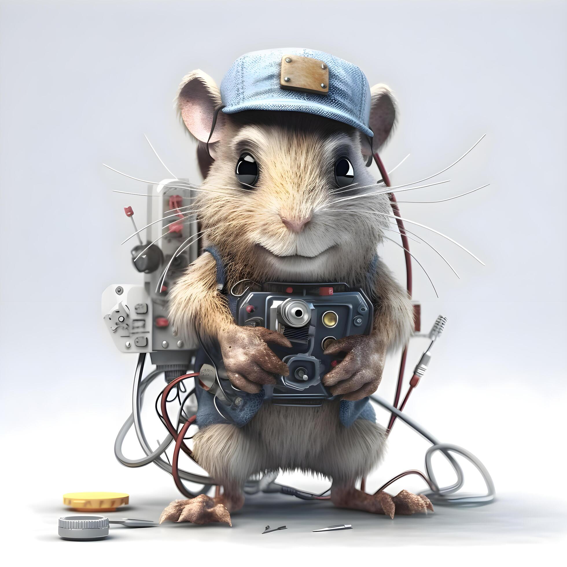 Funny rat with a camera and a tool. 3d rendering, Image 23184809 Stock