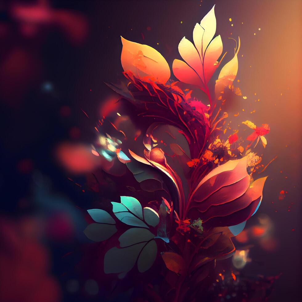 abstract floral background with bokeh effect, 3d render, Image photo