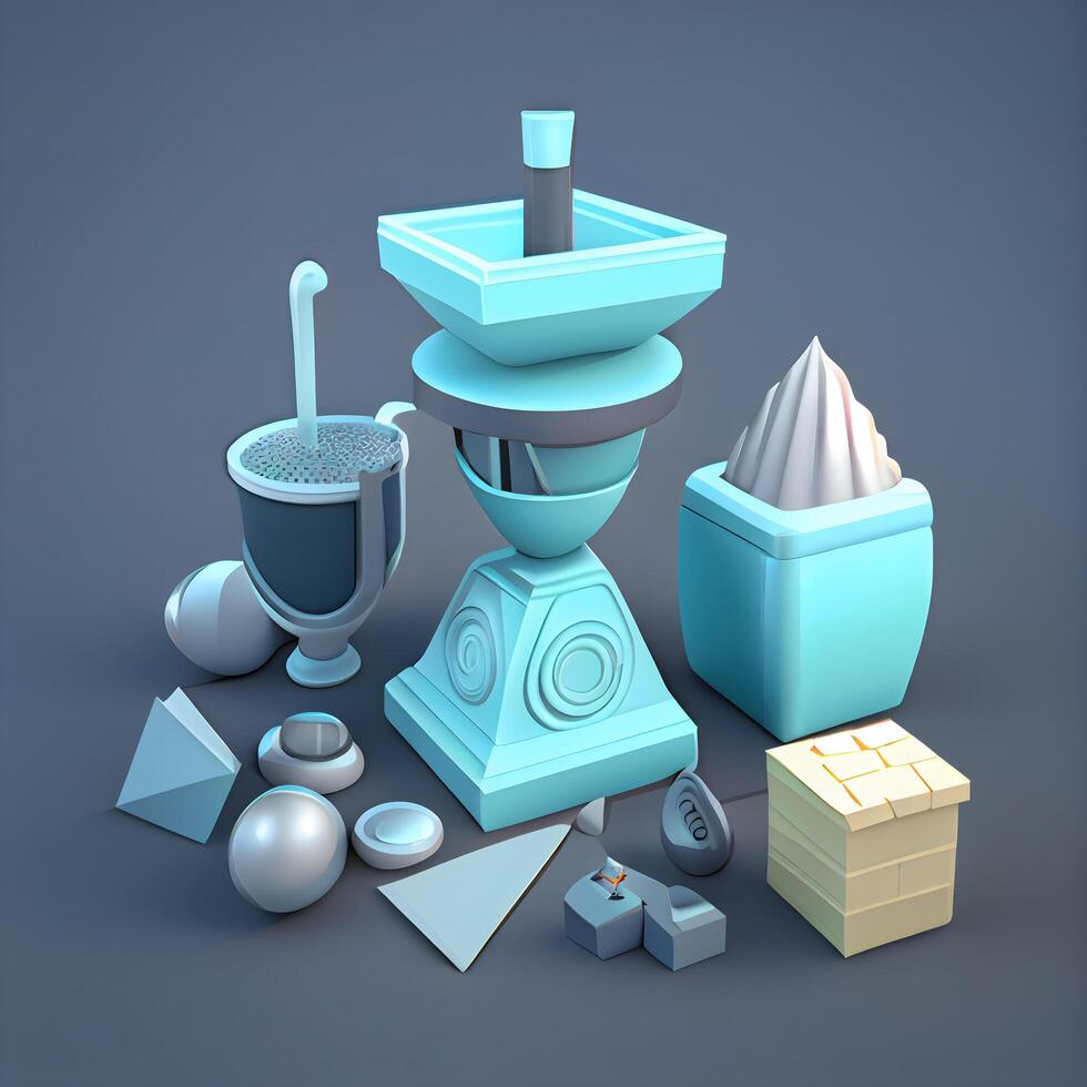 Mortar and pestle with ice cream. 3d rendering, Image photo