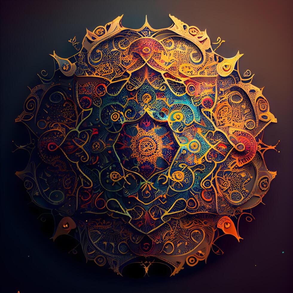 Ornament beautiful card with mandala. Geometric circle element made in , Image photo