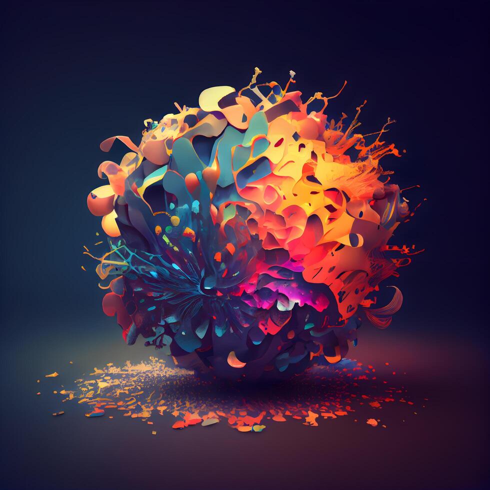 Abstract colorful explosion background. 3d render, 3d illustration., Image photo