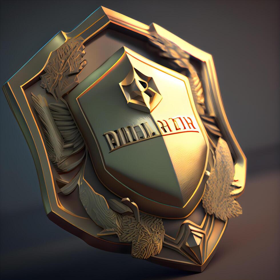 Heraldic shield. 3d illustration. Conceptual image., Image photo