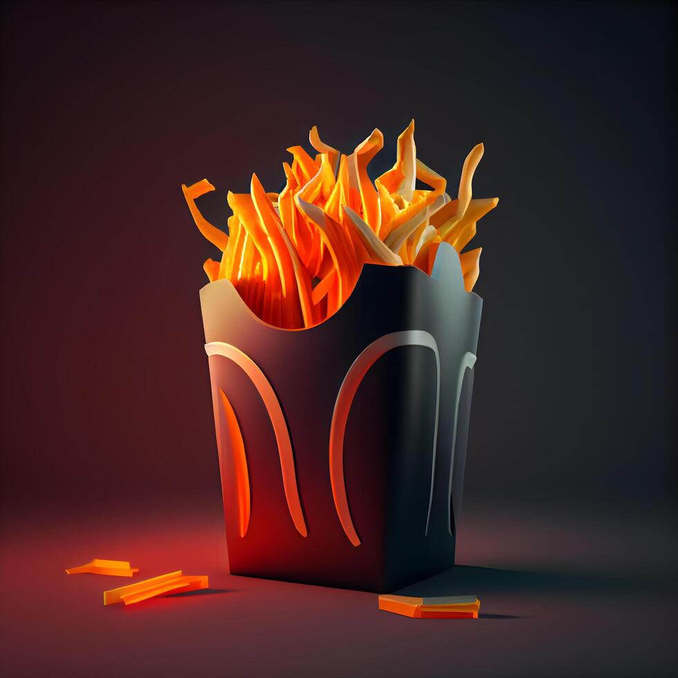 Realistic 3d Detailed French Fries. illustration., Image photo