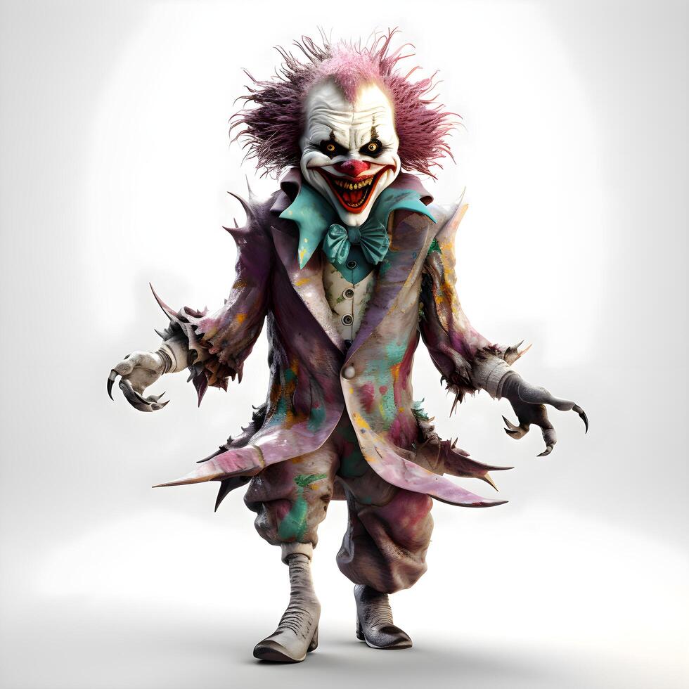 3d rendering of a scary clown isolated on a white background., Image photo