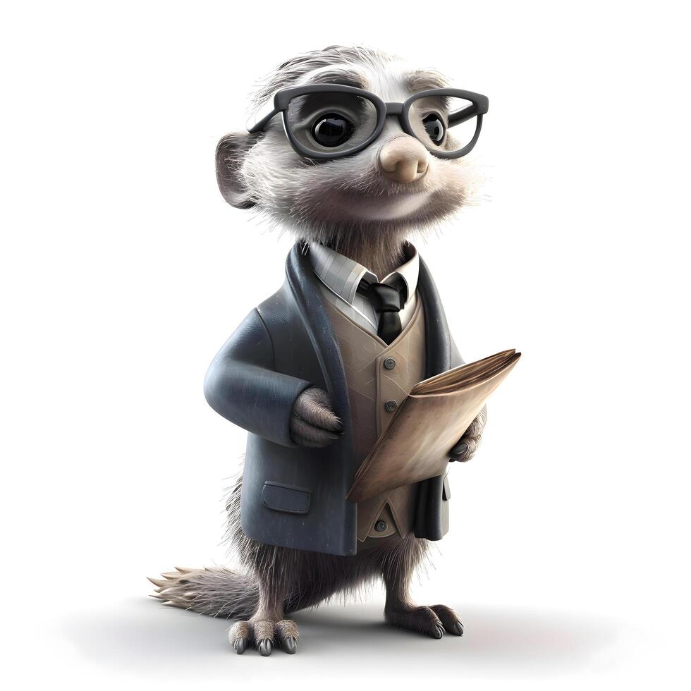 Business monkey with glasses and a book isolated on a white background., Image photo