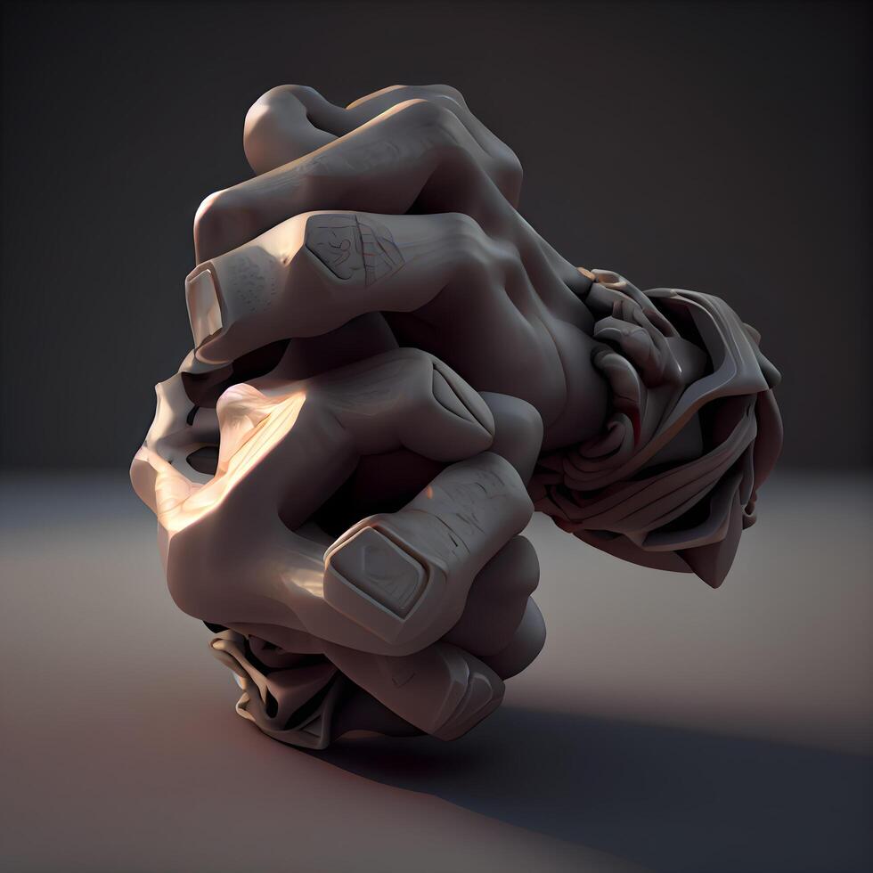 3d rendering of a human body made of crumpled paper, Image photo